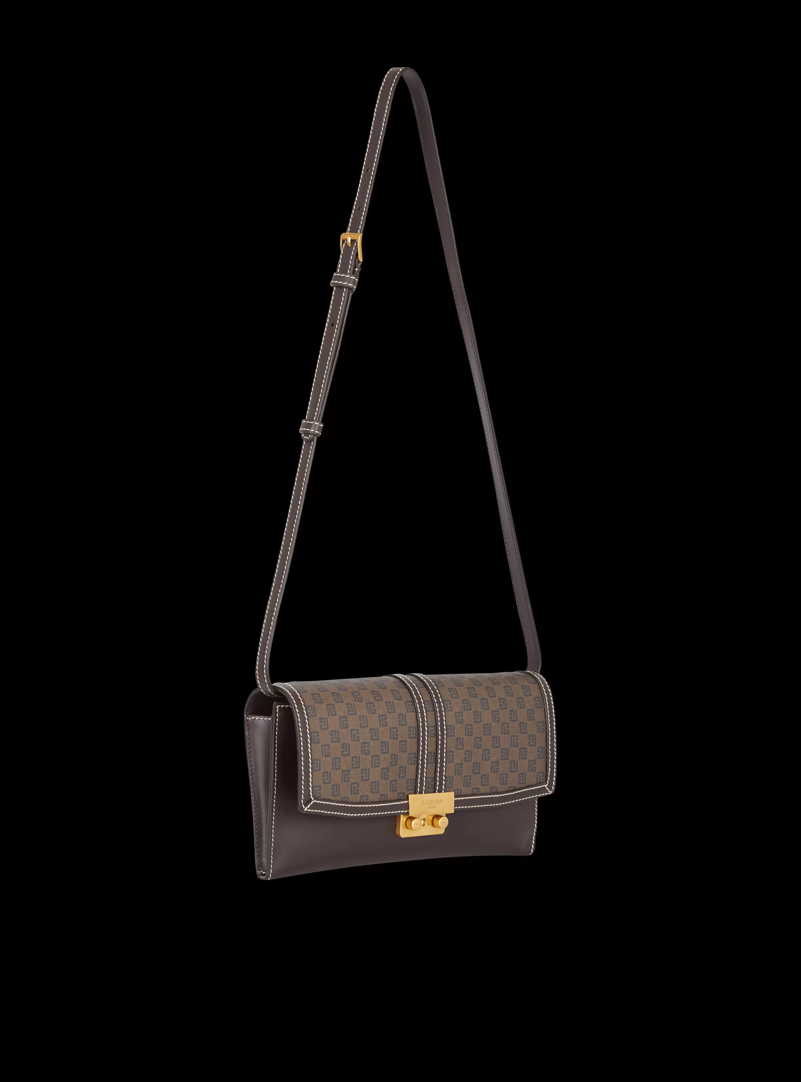 Balmain Pochette E Marsupi-Vintage Clutch Bag With Mini Monogram brown