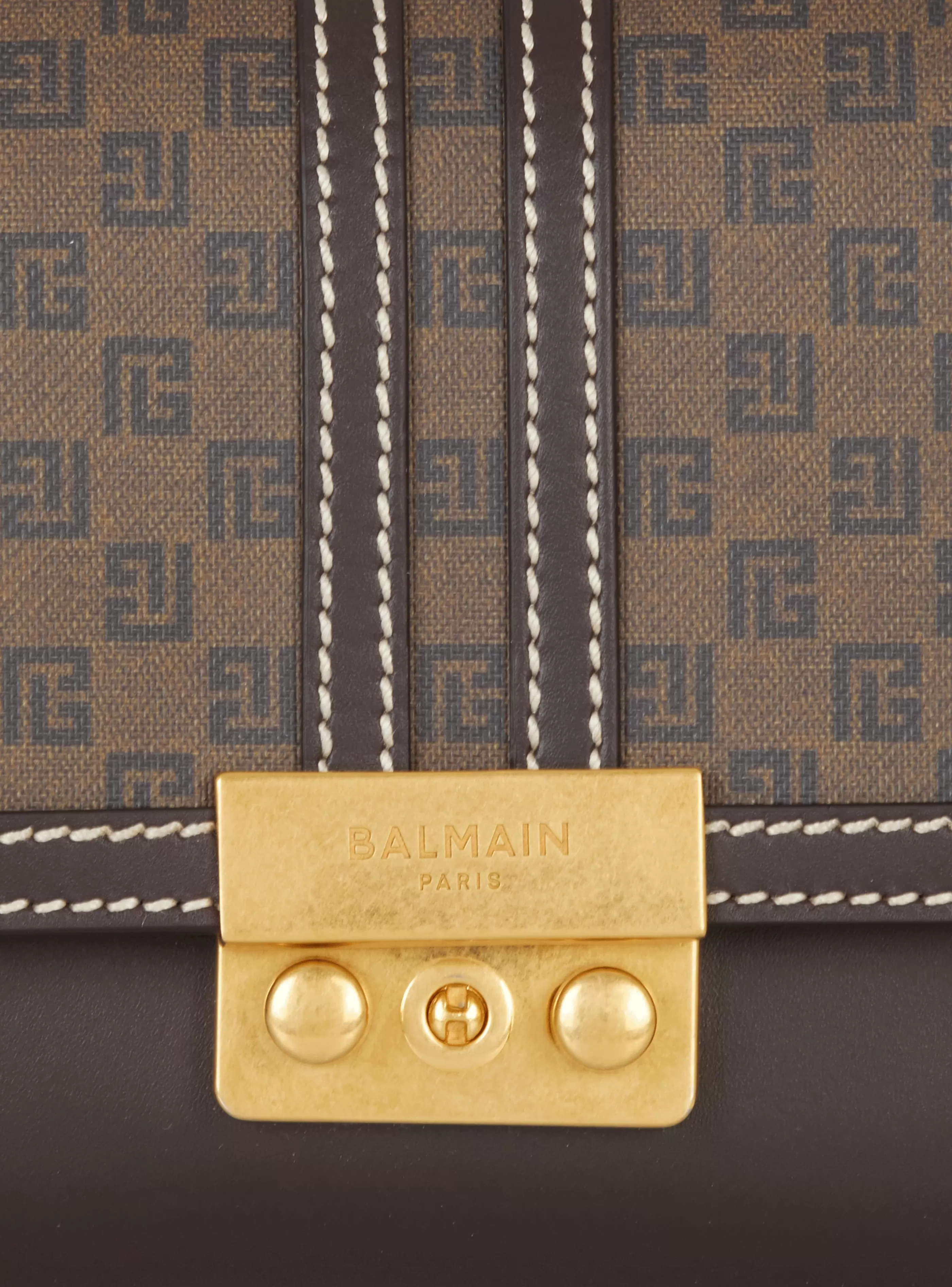 Balmain Pochette E Marsupi-Vintage Clutch Bag With Mini Monogram brown