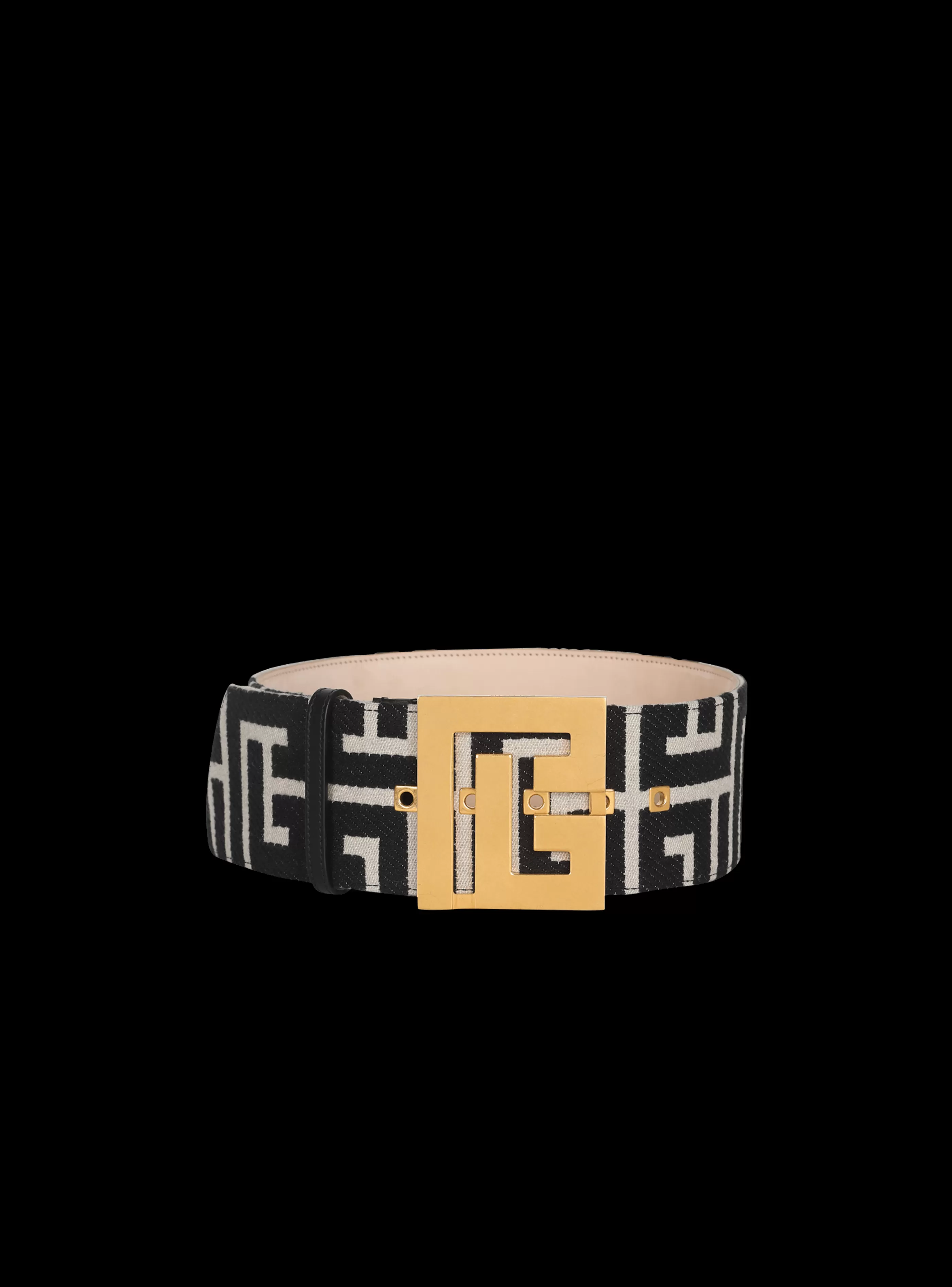 Balmain Cinture-Wide Bicolor Jacquard PB Belt Belt black