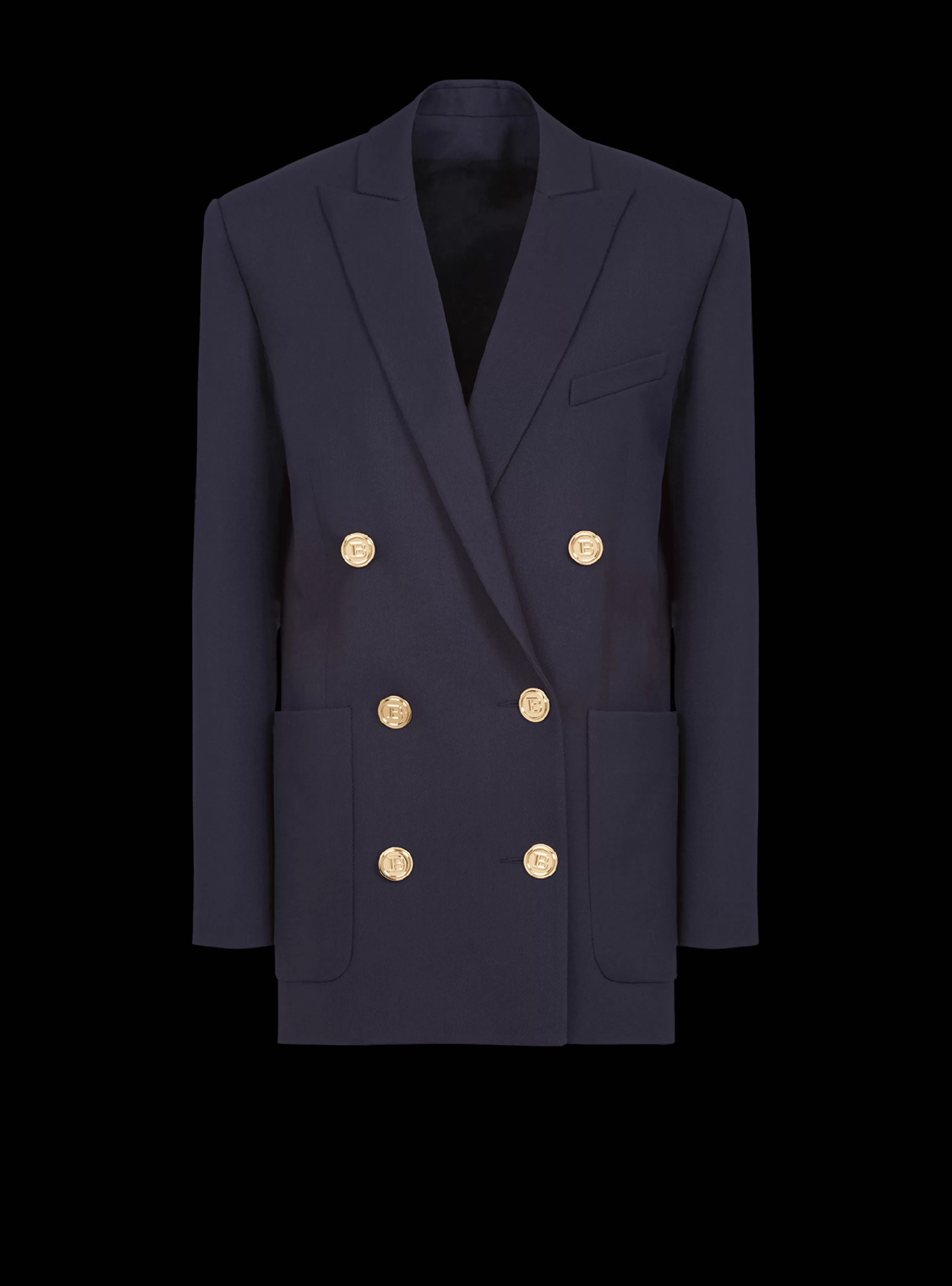 Balmain Giacche E Blazer-Wool Double-breasted Boyfriend Jacket navy