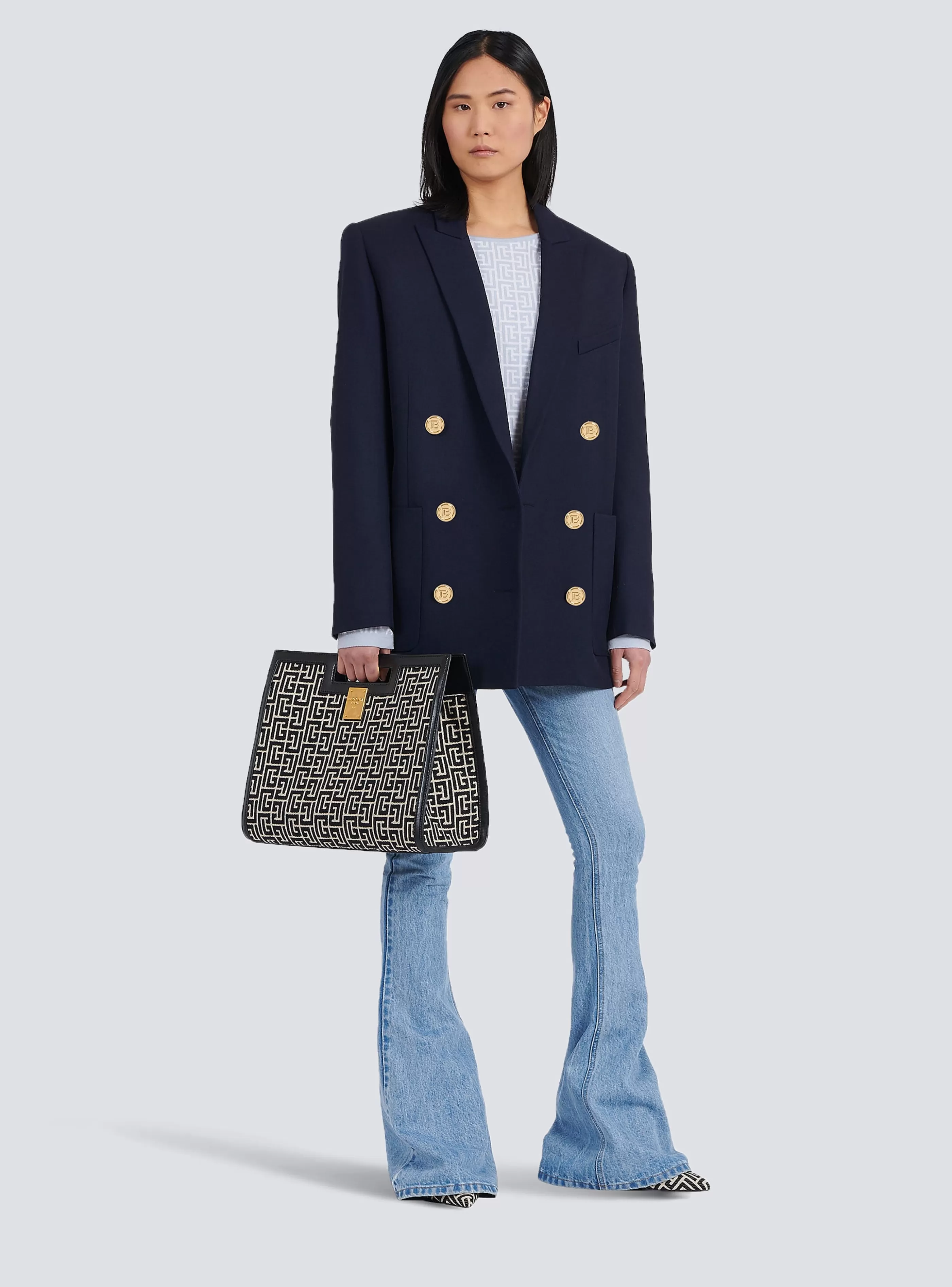 Balmain Giacche E Blazer-Wool Double-breasted Boyfriend Jacket navy