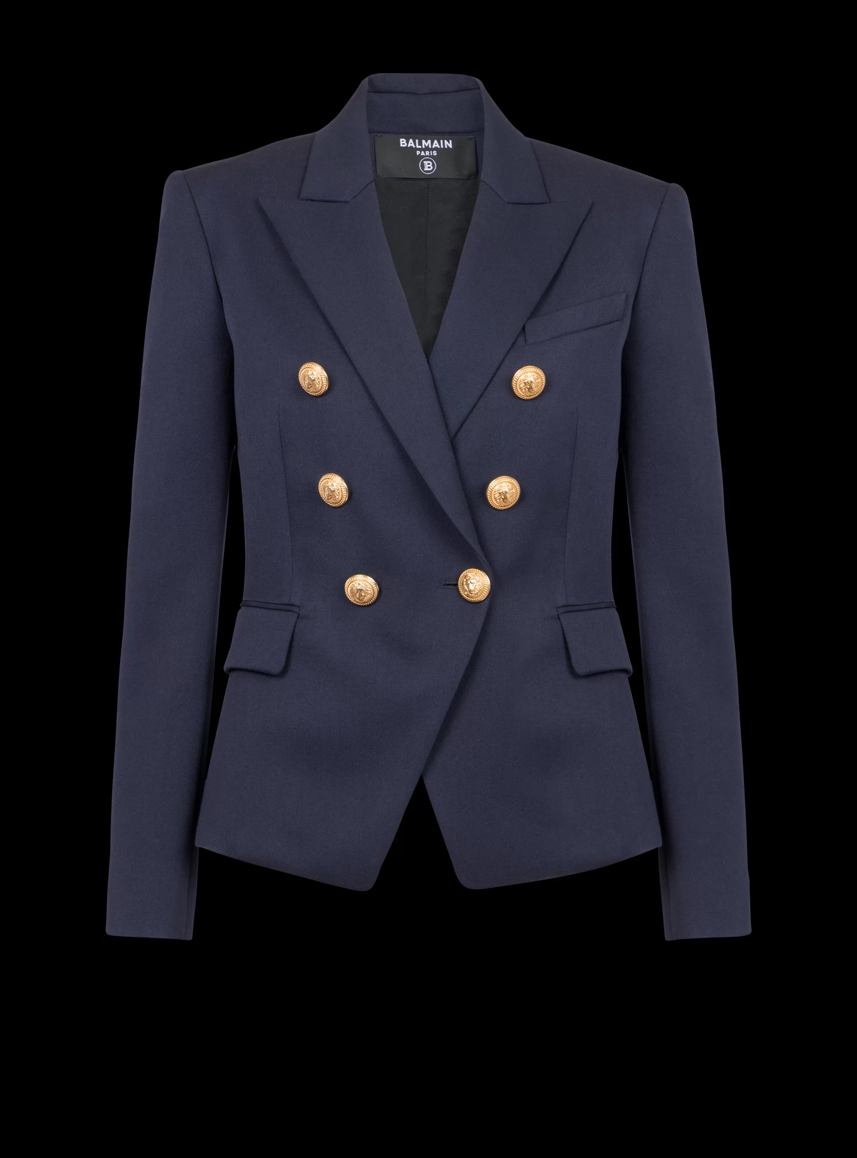 Balmain Giacche E Blazer-Wool Double-breasted Jacket navy