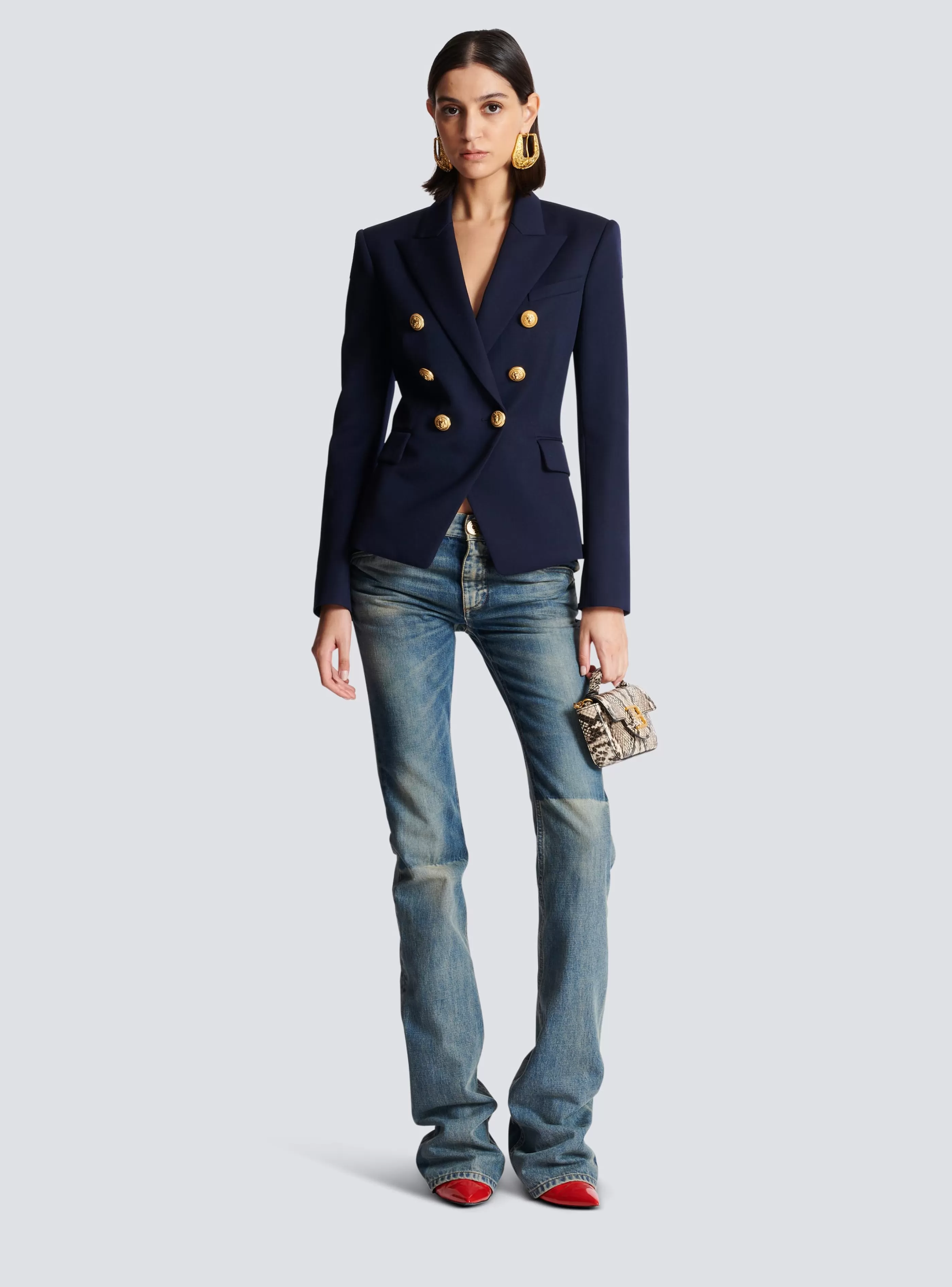 Balmain Giacche E Blazer-Wool Double-breasted Jacket navy