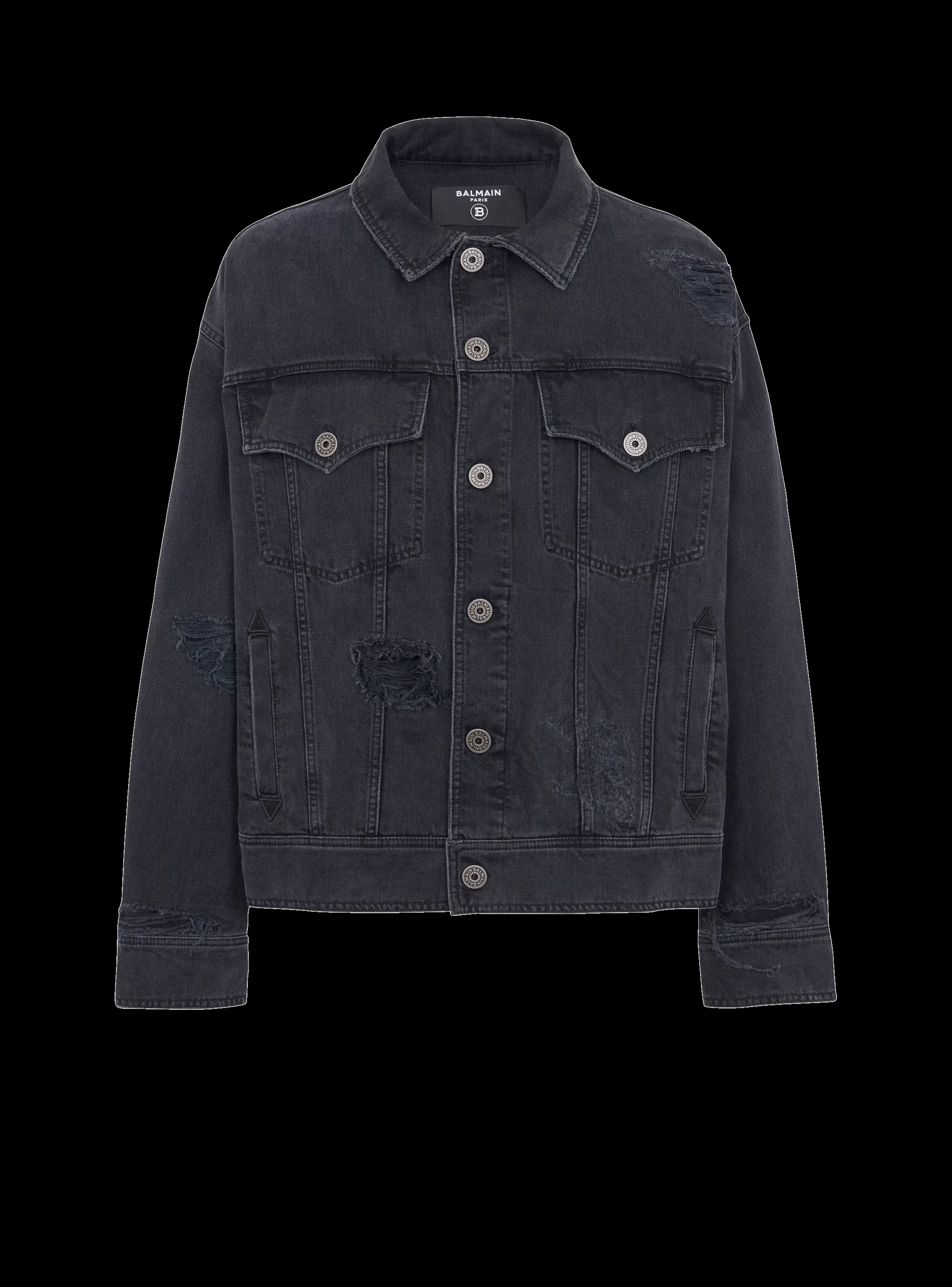 Balmain Capispalla | Denim-Worn-effect Denim Jacket black