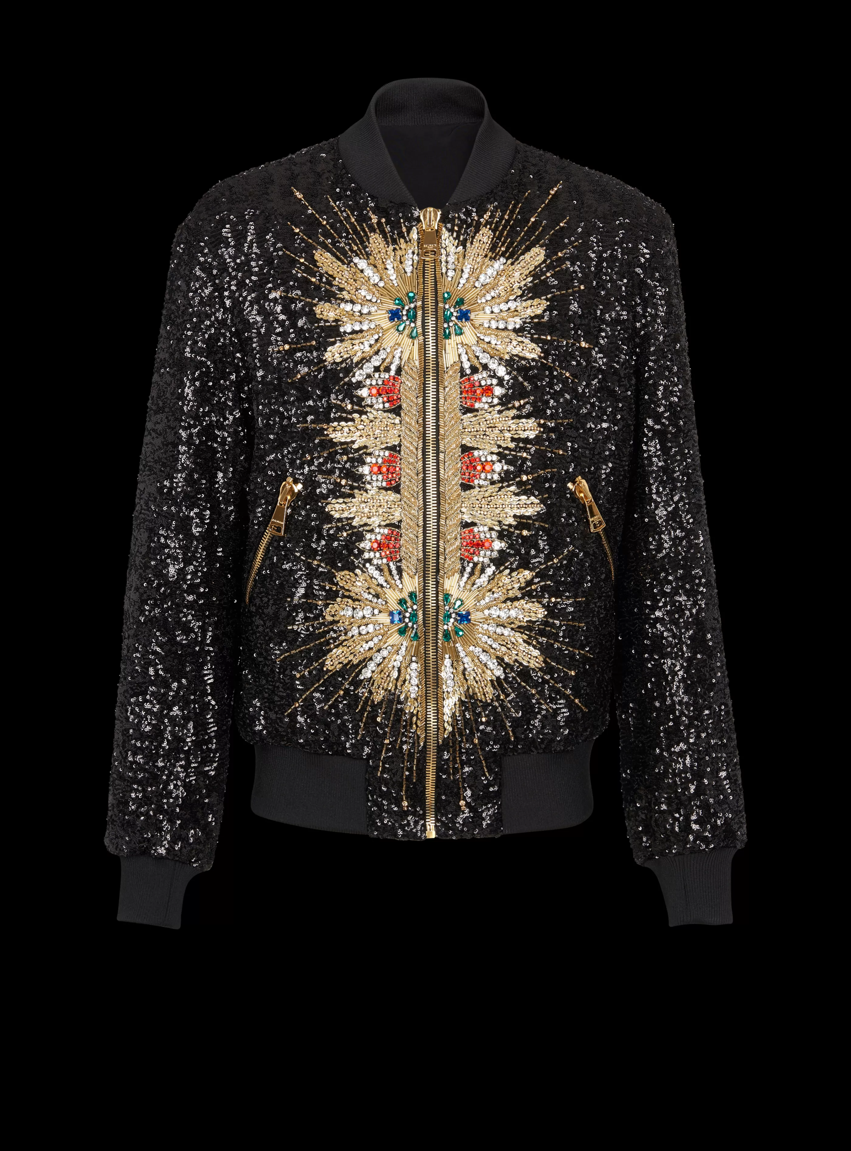 Balmain Capispalla-Zipped Jacket With Embroidery gold